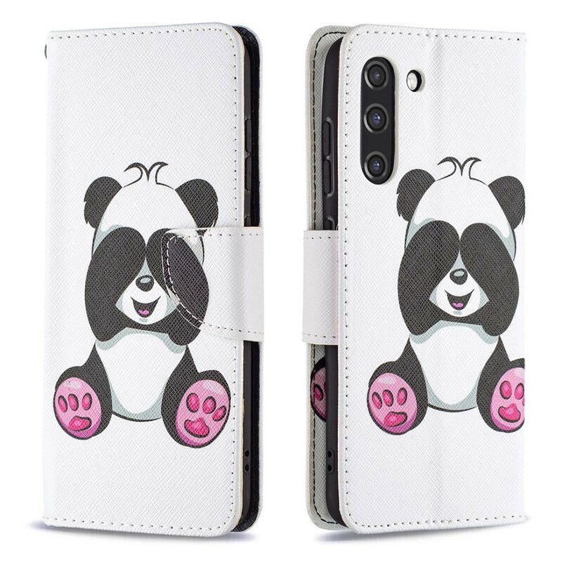 Leren Hoesje Samsung Galaxy S21 Fe Panda Plezier Bescherming Hoesje