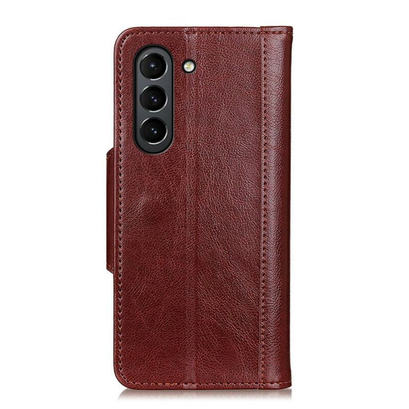 Leren Hoesje Samsung Galaxy S21 Fe Zilveren Gesp Met Mat Leereffect