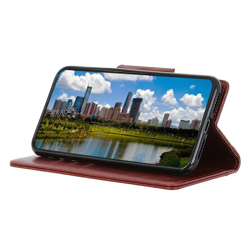 Leren Hoesje Samsung Galaxy S21 Fe Zilveren Gesp Met Mat Leereffect