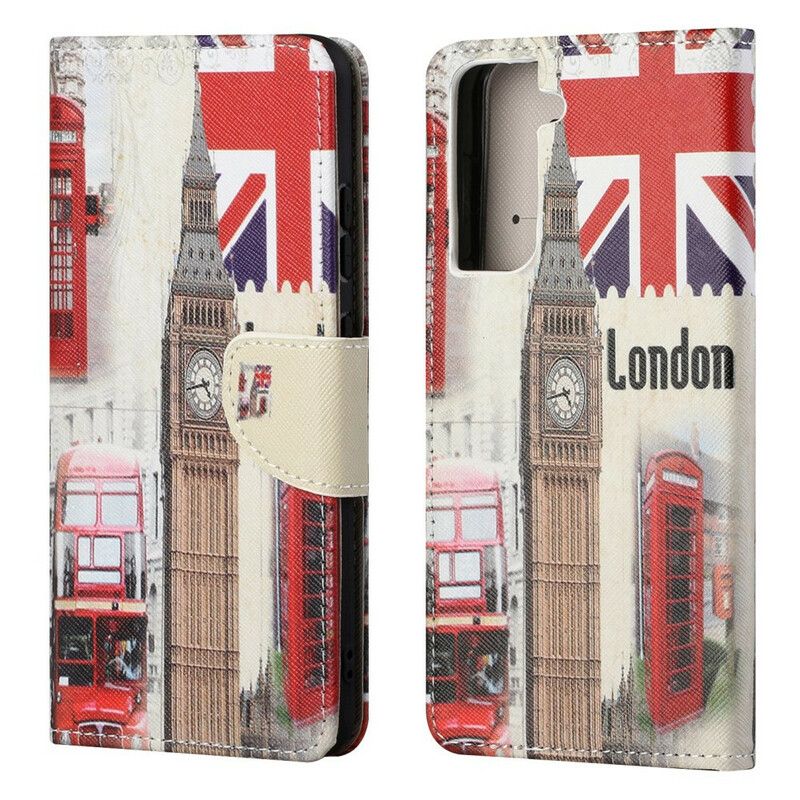 Leren Hoesje Voor Samsung Galaxy S21 Fe Londen Leven