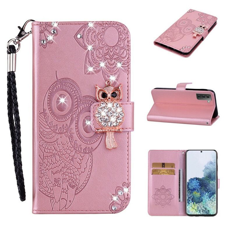 Leren Hoesje Voor Samsung Galaxy S21 Fe Uil Mandala En Charm