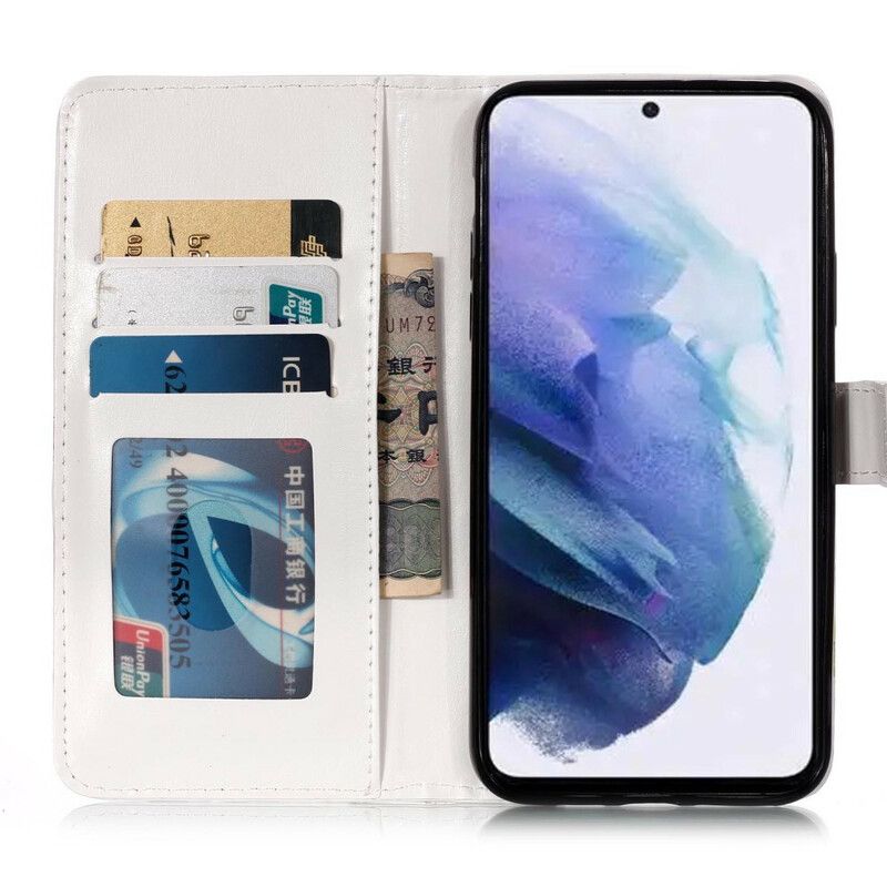 Leren Hoesje Voor Samsung Galaxy S21 Fe Zonnebloemen