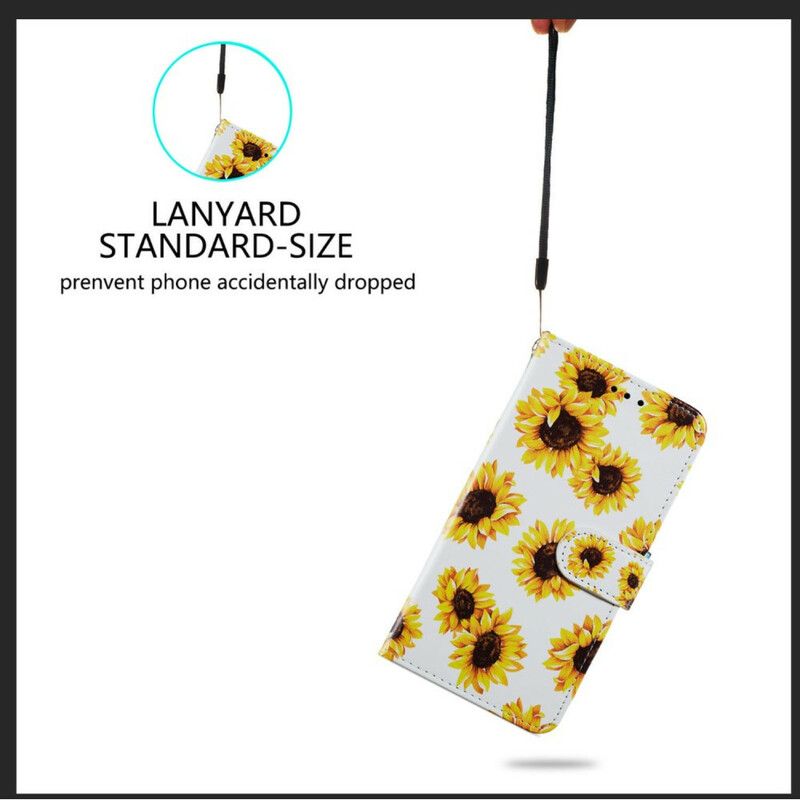 Leren Hoesje Voor Samsung Galaxy S21 Fe Zonnebloemen