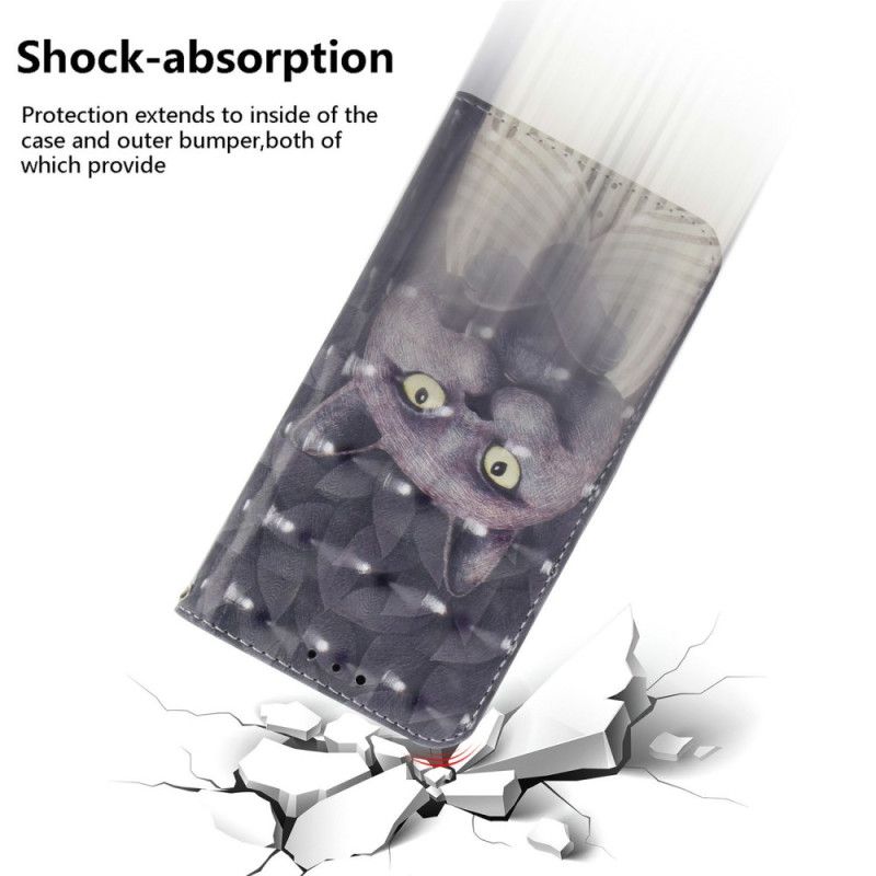 Folio-hoesje Xiaomi Redmi Note 14s Telefoonhoesje Sleutelkoord Met Grijze Kat