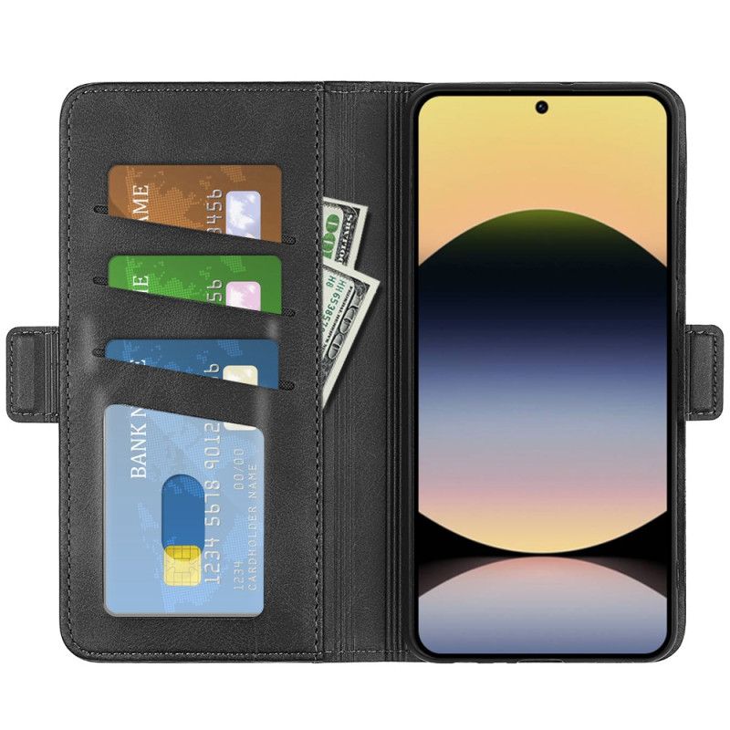 Leren Hoesje Voor Xiaomi Redmi Note 14s Dubbele Magnetische Sluiting