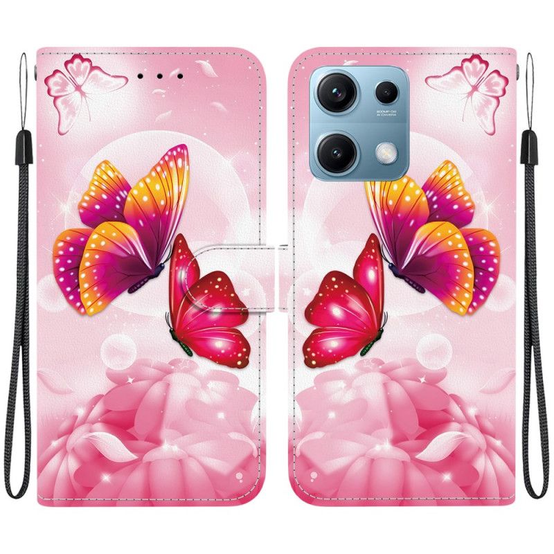 Leren Hoesje Voor Xiaomi Redmi Note 14s Roze Vlinders