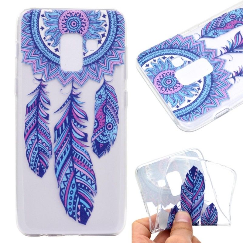 Case Hoesje Samsung Galaxy A8 Telefoonhoesje Transparante Dromenvanger Blauwe Veren
