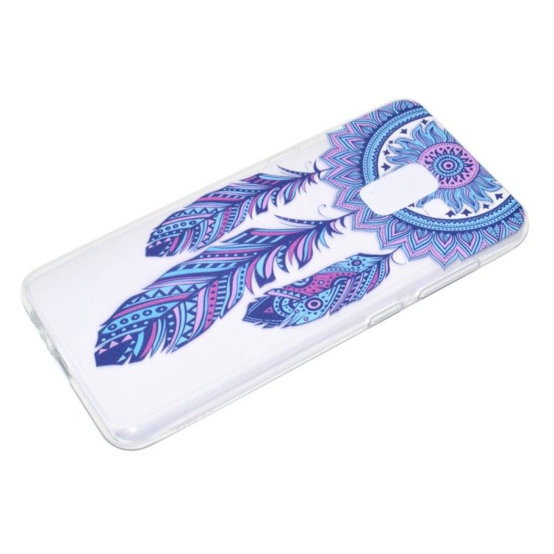 Case Hoesje Samsung Galaxy A8 Telefoonhoesje Transparante Dromenvanger Blauwe Veren