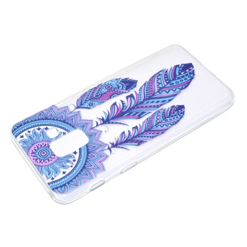 Case Hoesje Samsung Galaxy A8 Telefoonhoesje Transparante Dromenvanger Blauwe Veren