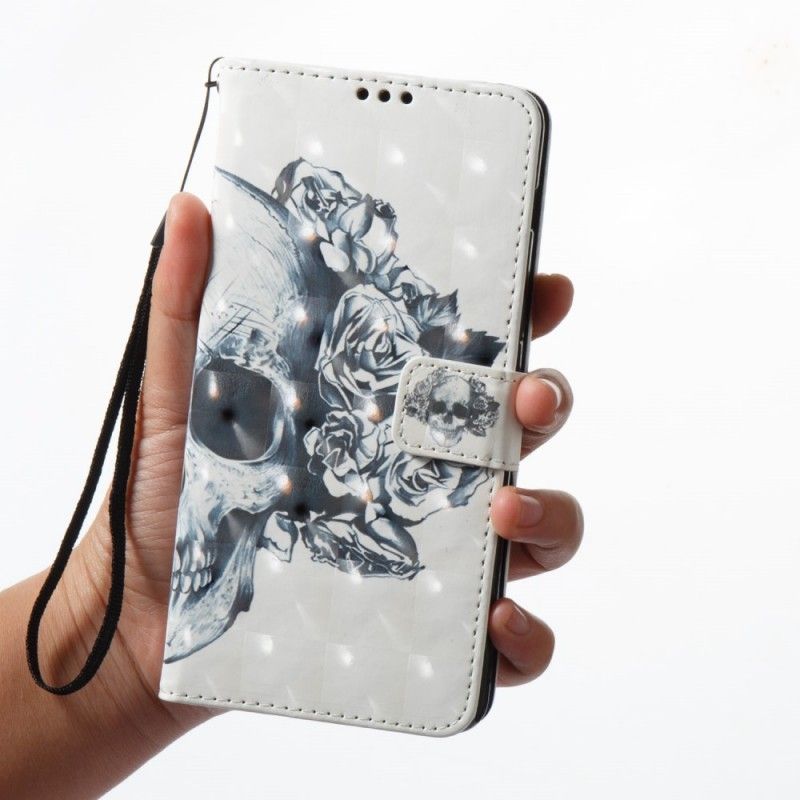 Cover Folio-hoesje Samsung Galaxy A8 Telefoonhoesje 3D Bloemenschedel