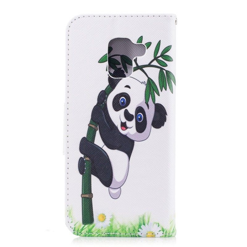 Cover Folio-hoesje Samsung Galaxy A8 Telefoonhoesje Panda Op Bamboe