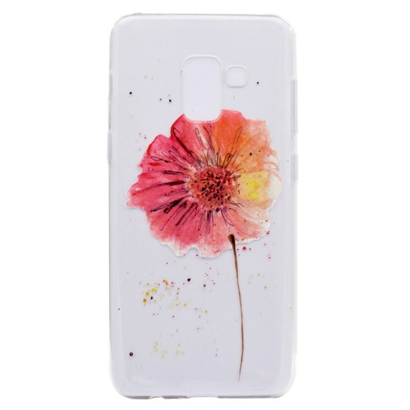 Cover Hoesje Samsung Galaxy A8 Telefoonhoesje Transparante Aquarel Klaproos