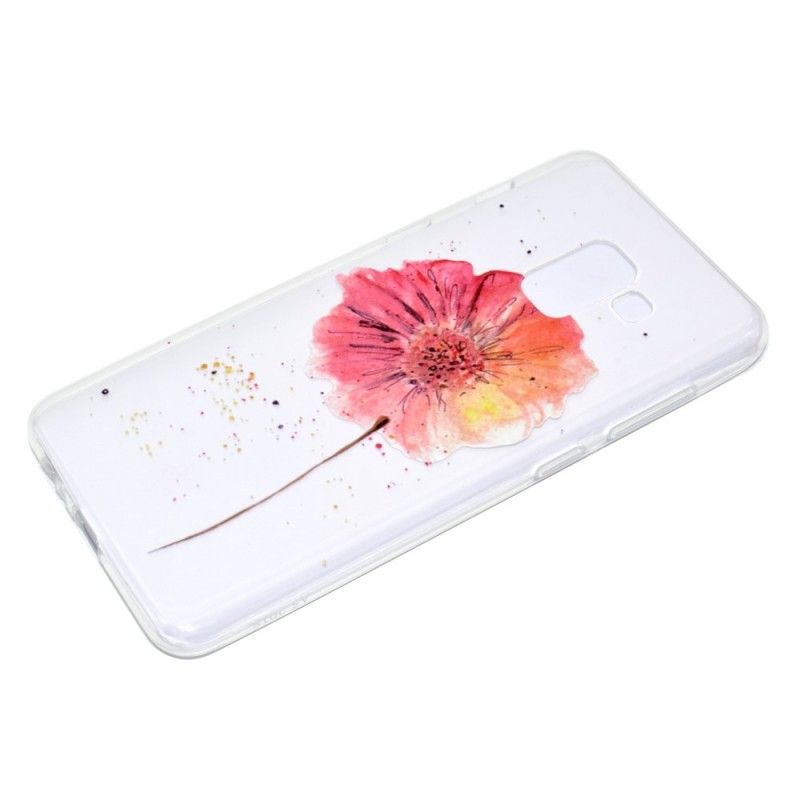 Cover Hoesje Samsung Galaxy A8 Telefoonhoesje Transparante Aquarel Klaproos