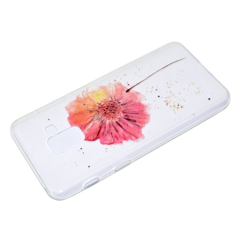 Cover Hoesje Samsung Galaxy A8 Telefoonhoesje Transparante Aquarel Klaproos