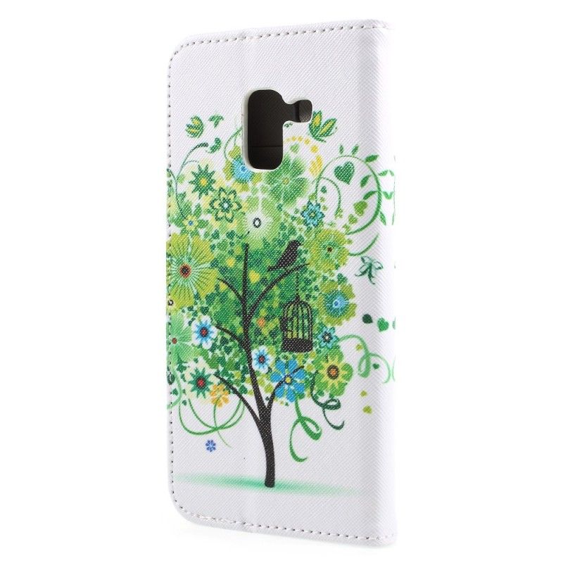 Flip Case Leren Samsung Galaxy A8 Bloeiende Boom