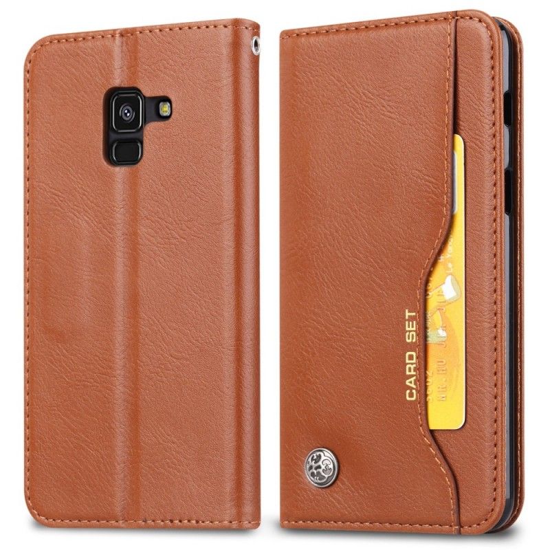 Folio-hoesje voor Samsung Galaxy A8 Rood Zwart Kaarthouder Van Kunstleer