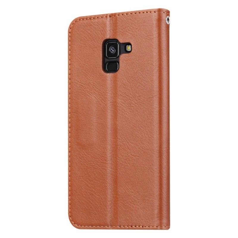 Folio-hoesje voor Samsung Galaxy A8 Rood Zwart Kaarthouder Van Kunstleer