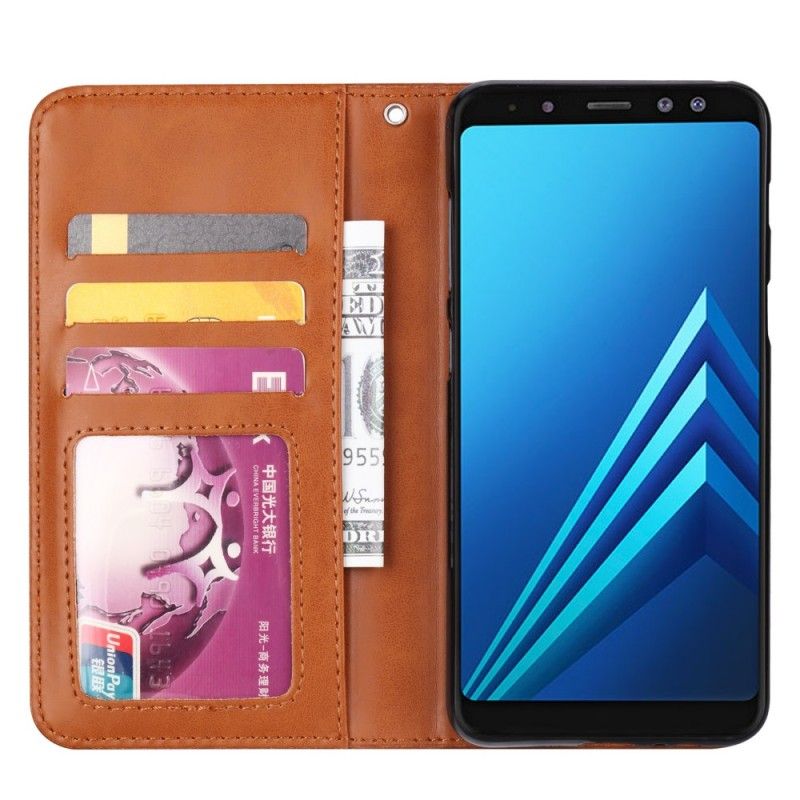 Folio-hoesje voor Samsung Galaxy A8 Rood Zwart Kaarthouder Van Kunstleer