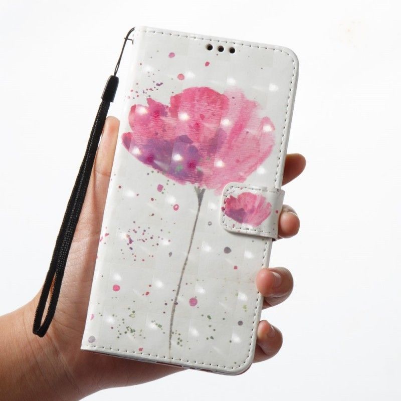 Leren Hoesje Samsung Galaxy A8 3D Aquarel Klaproos