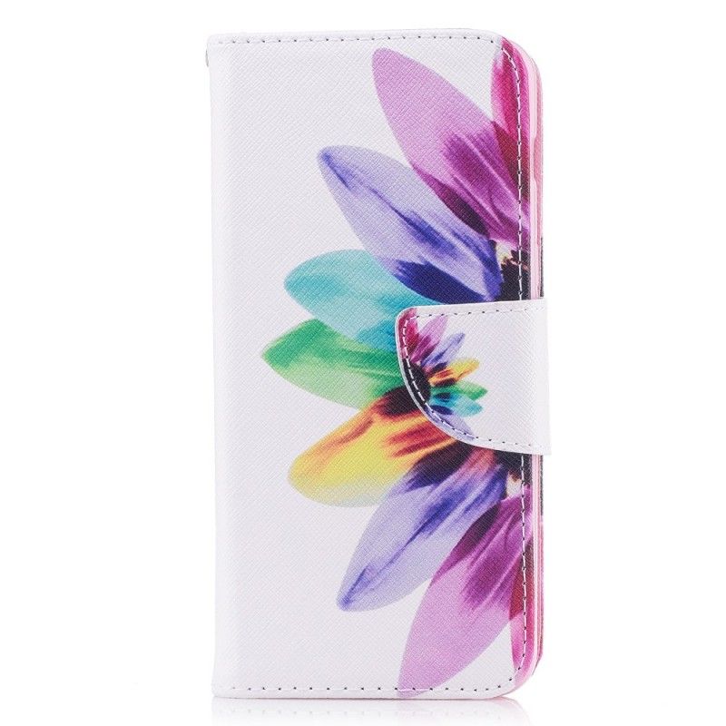 Leren Hoesje Samsung Galaxy A8 Aquarelbloem