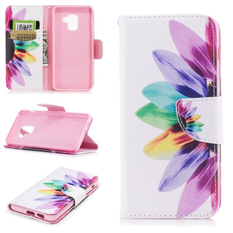 Leren Hoesje Samsung Galaxy A8 Aquarelbloem