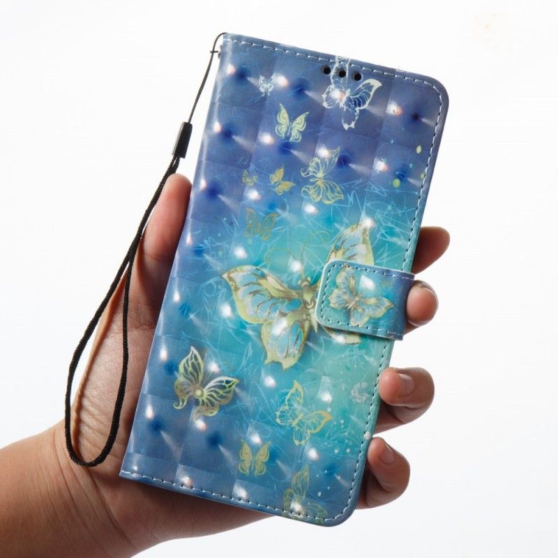 Leren Hoesje voor Samsung Galaxy A8 3D Gouden Vlinders