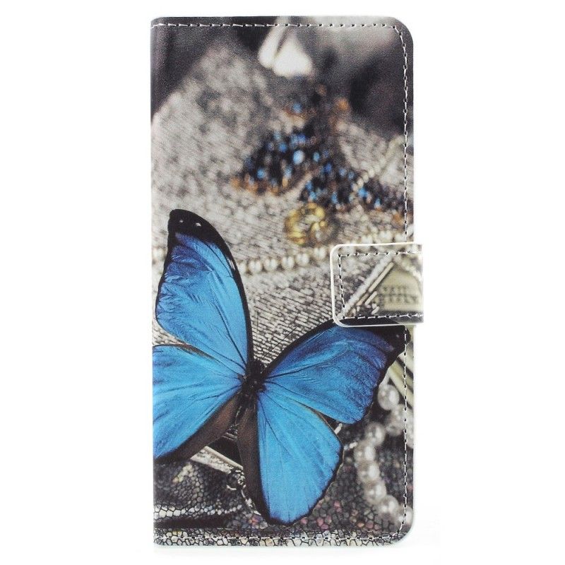 Leren Hoesje voor Samsung Galaxy A8 Blauwe Vlinder