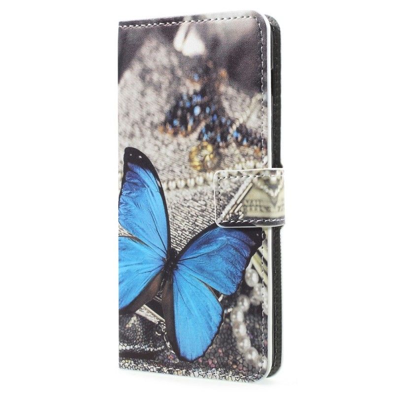 Leren Hoesje voor Samsung Galaxy A8 Blauwe Vlinder