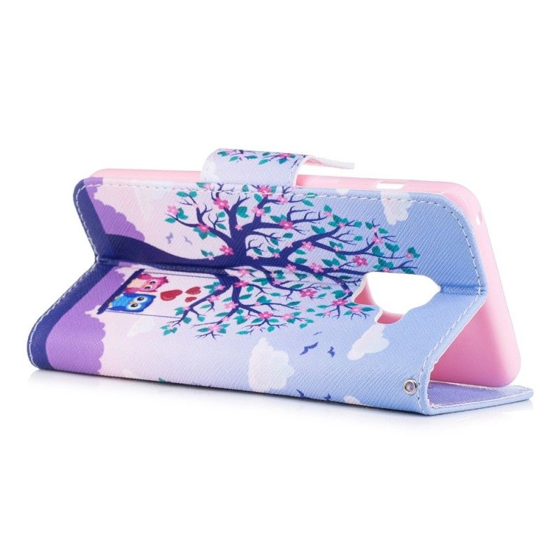 Leren Hoesje voor Samsung Galaxy A8 Uilen Op De Schommel