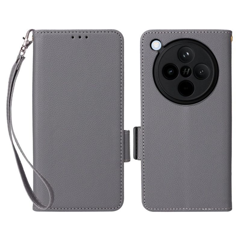 Leren Hoesje Oppo Find X8 Lycheekleurig Imitatieleer Bandje Bescherming Hoesje