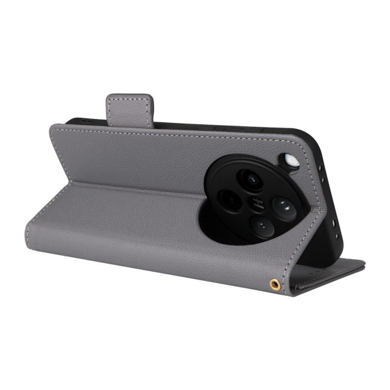 Leren Hoesje Oppo Find X8 Lycheekleurig Imitatieleer Bandje Bescherming Hoesje