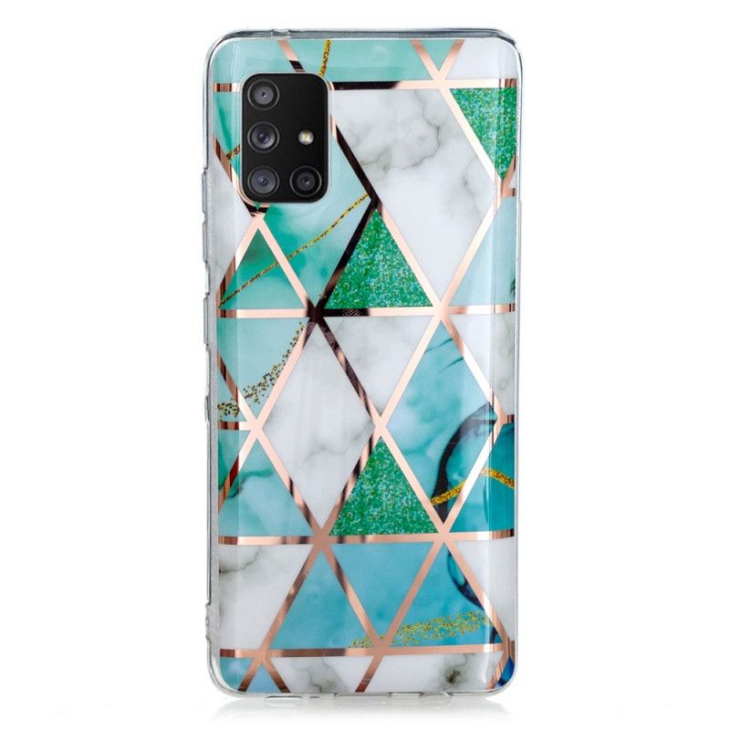 Case Hoesje Samsung Galaxy A51 5G Groen Zwart Telefoonhoesje Marmerkleurige Geometrie 2