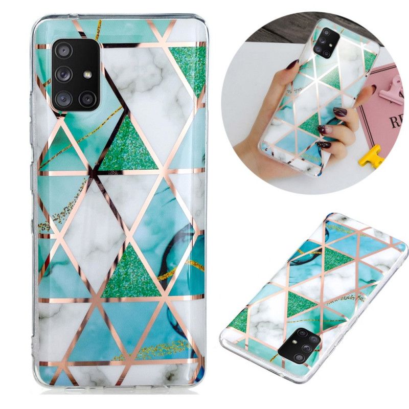 Case Hoesje Samsung Galaxy A51 5G Groen Zwart Telefoonhoesje Marmerkleurige Geometrie 2