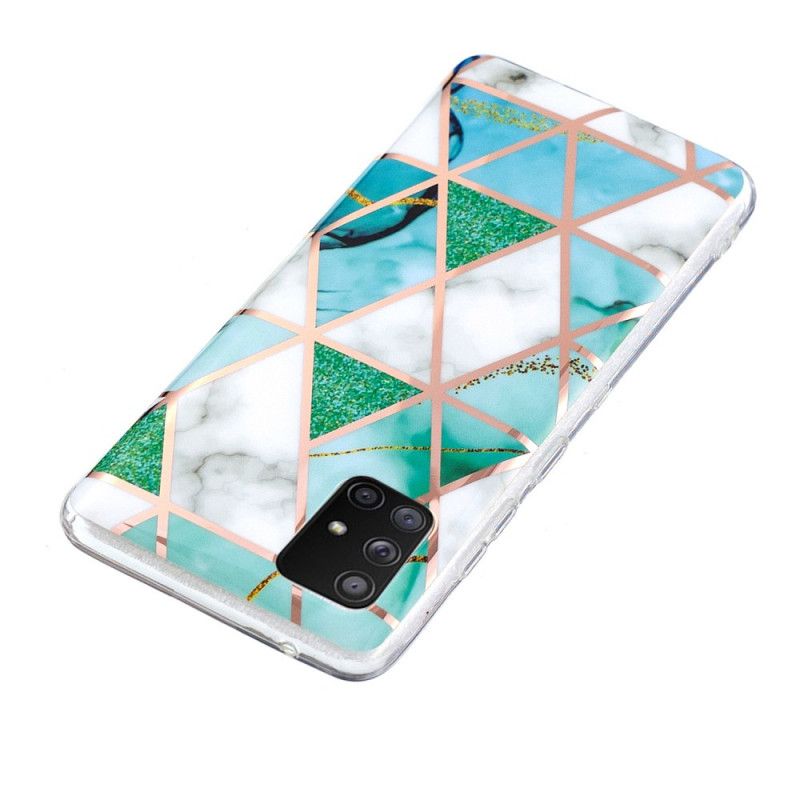 Case Hoesje Samsung Galaxy A51 5G Groen Zwart Telefoonhoesje Marmerkleurige Geometrie 2