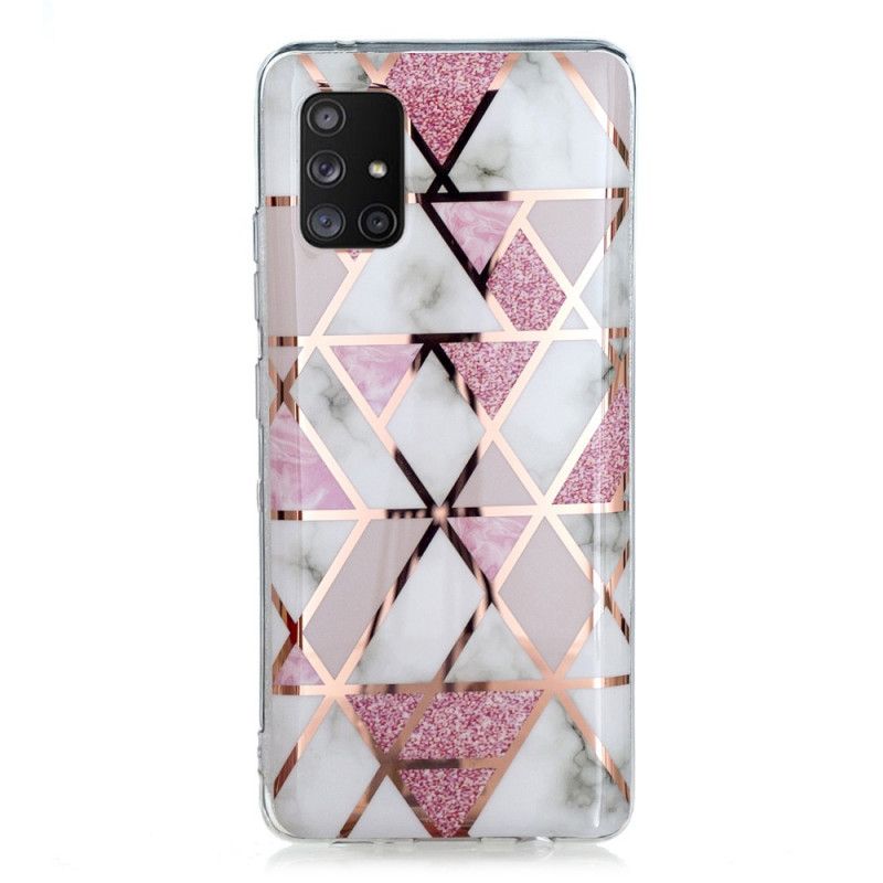 Case Hoesje Samsung Galaxy A51 5G Groen Zwart Telefoonhoesje Marmerkleurige Geometrie 2