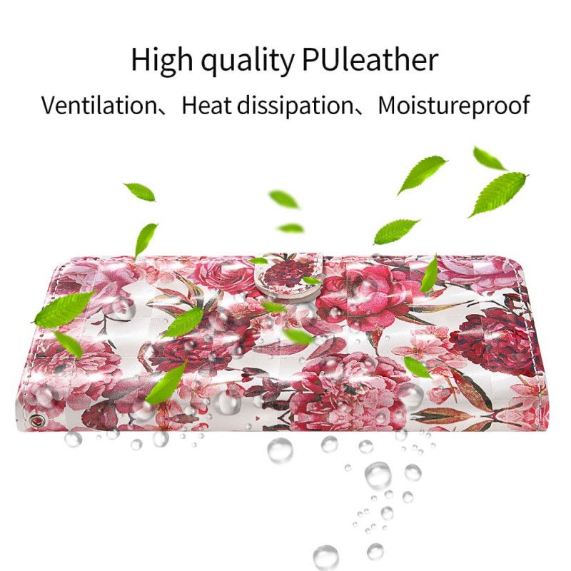 Cover Folio-hoesje Samsung Galaxy A51 5G Telefoonhoesje Lichtspot Roosjes Met Riempje