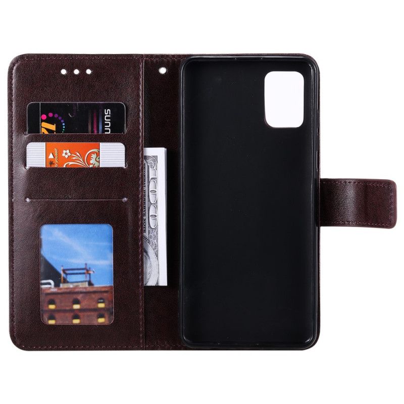 Flip Case Leren Samsung Galaxy A51 5G Bruin Grijs Zon Mandala