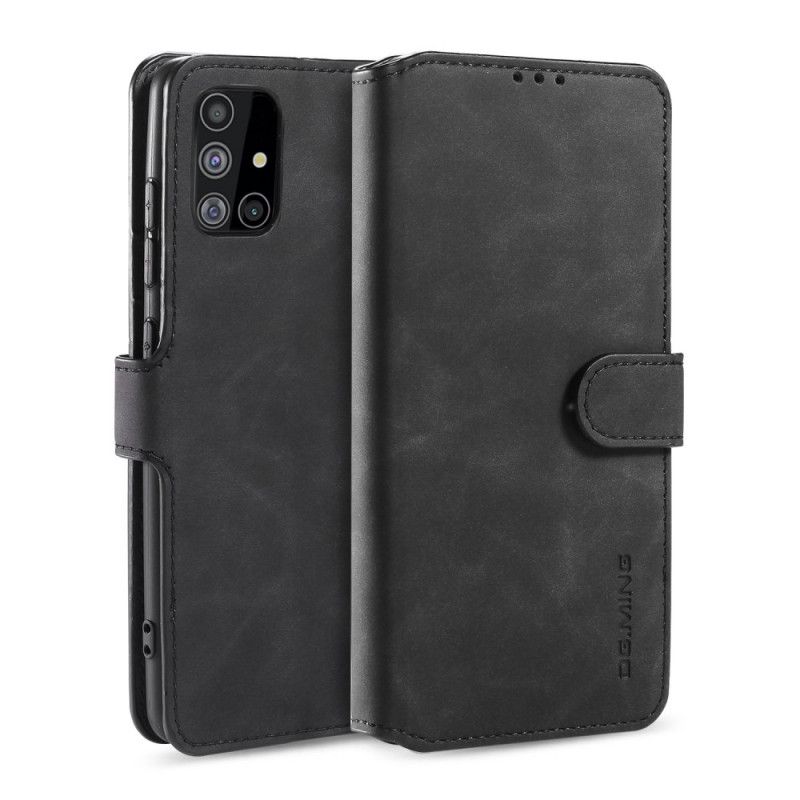 Flip Case Leren Samsung Galaxy A51 5G Grijs Zwart Retro Dg.Ming