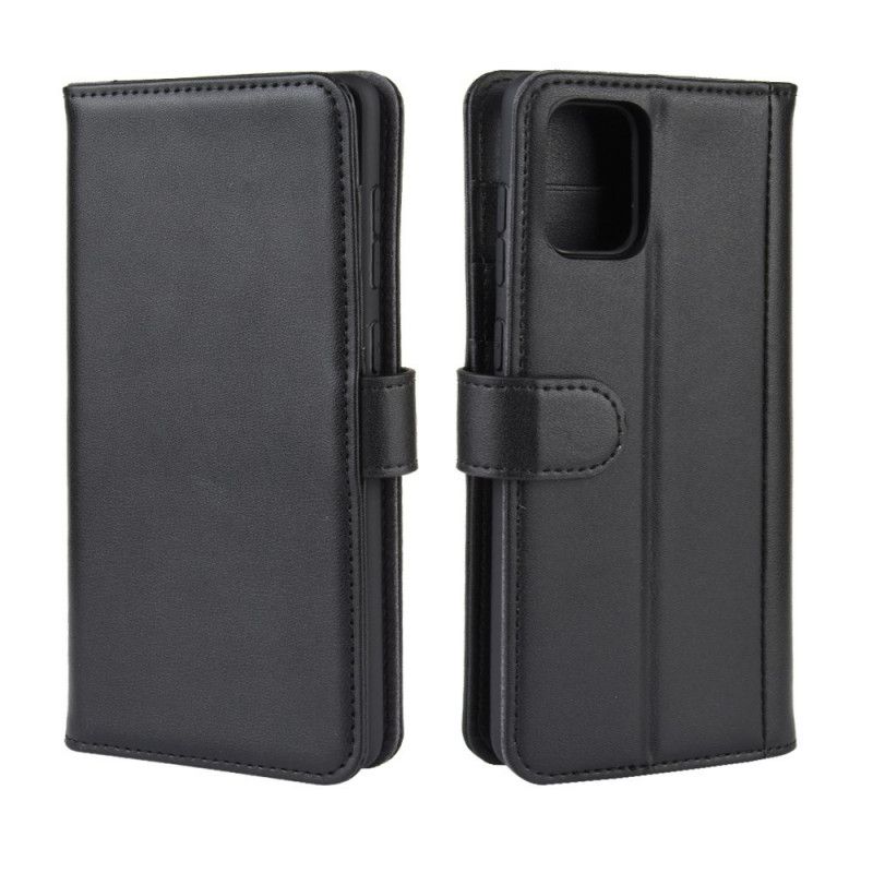 Flip Case Leren Samsung Galaxy A51 5G Koffie Zwart Splitleer