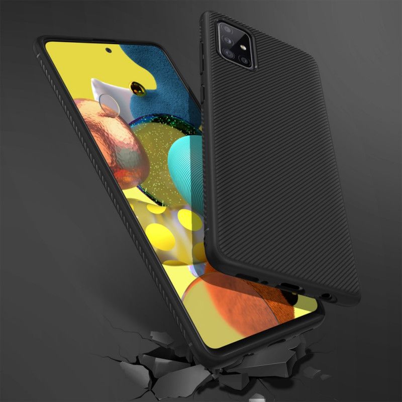 Hoesje Samsung Galaxy A51 5G Donkerblauw Zwart Twill Uit De Jazzserie