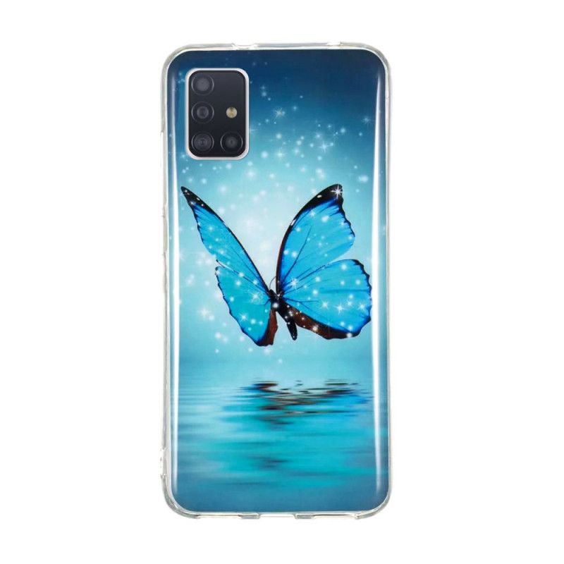 Hoesje voor Samsung Galaxy A51 5G Fluorescerende Blauwe Vlinder