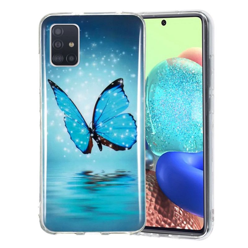 Hoesje voor Samsung Galaxy A51 5G Fluorescerende Blauwe Vlinder
