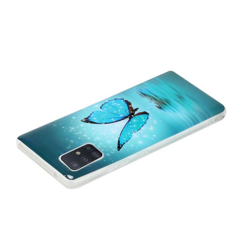 Hoesje voor Samsung Galaxy A51 5G Fluorescerende Blauwe Vlinder
