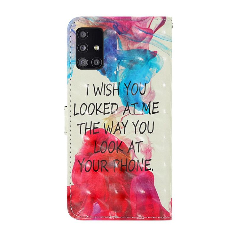 Leren Hoesje Samsung Galaxy A51 5G Lichtpunt Ik Wens Met Riem