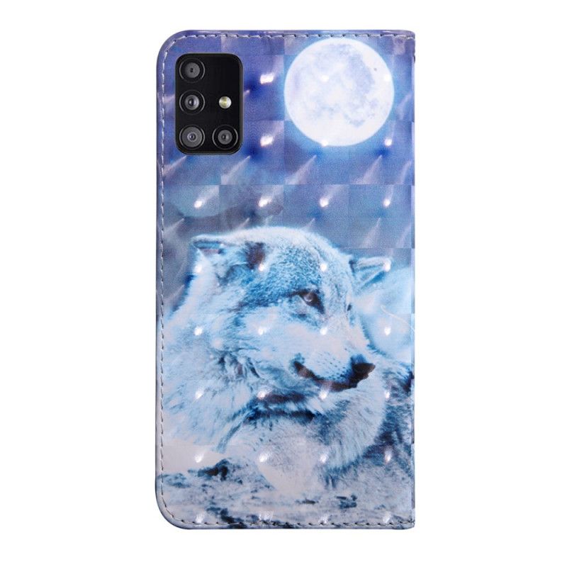 Leren Hoesje Samsung Galaxy A51 5G Maanlichtwolf