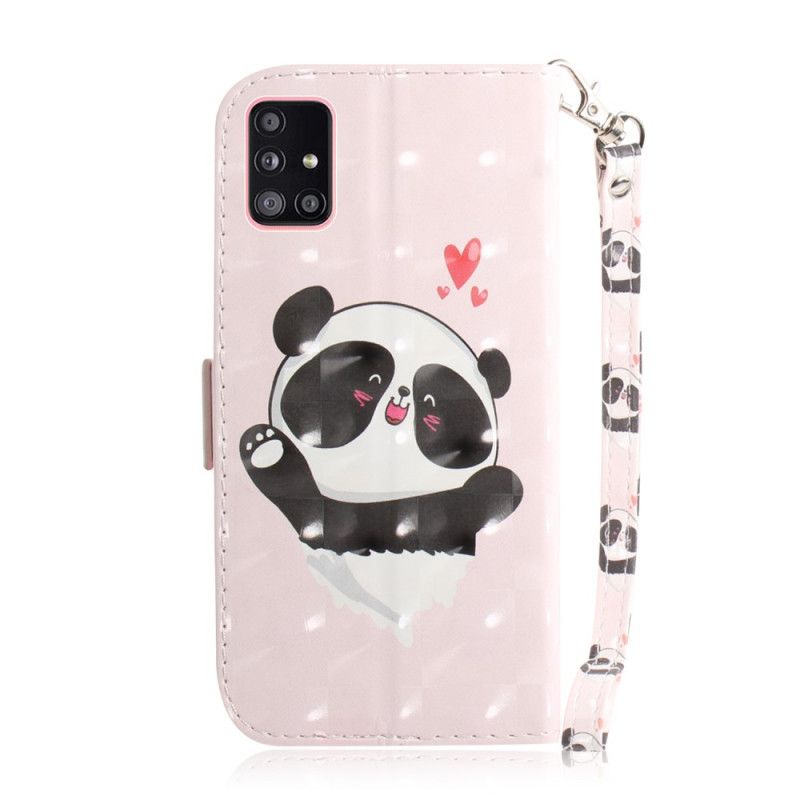 Leren Hoesje Samsung Galaxy A51 5G Panda Love Met String