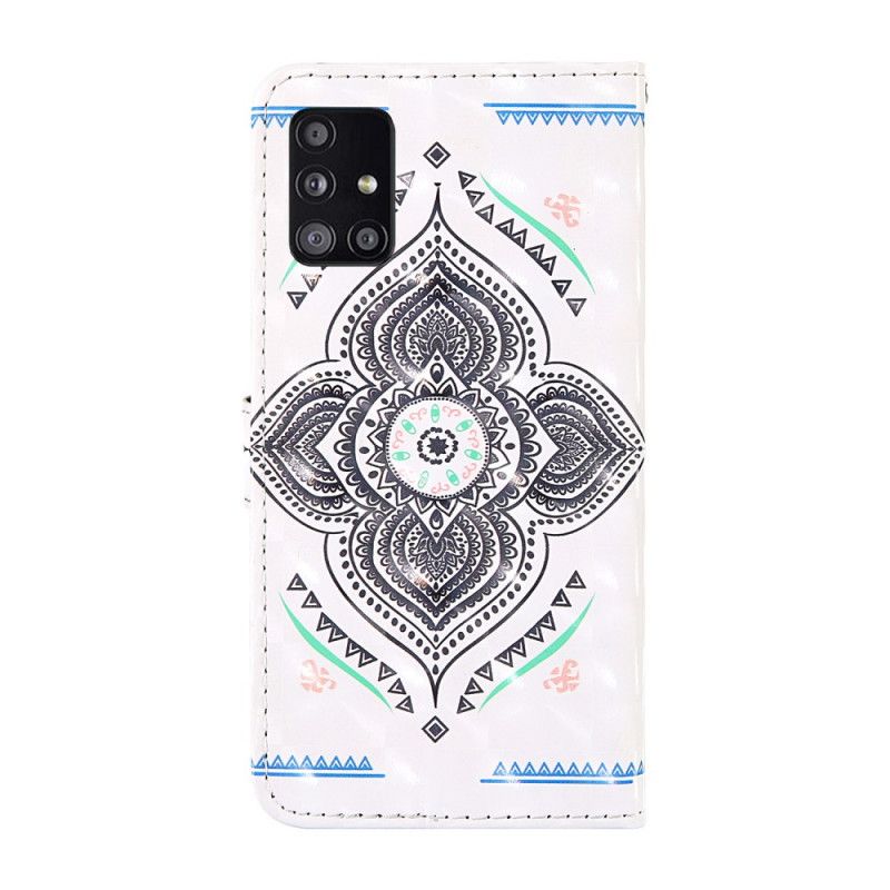 Leren Hoesje Samsung Galaxy A51 5G Telefoonhoesje Lichtvlekjes Mandala Met Riempje