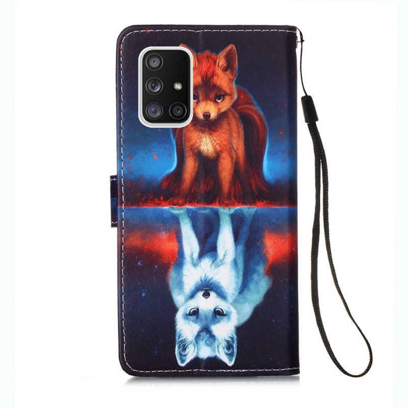 Leren Hoesje Samsung Galaxy A51 5G Weerspiegeling Van Julien De Hond Met String