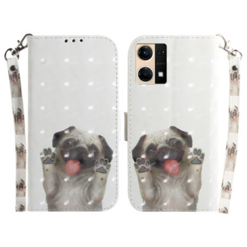 Folio-hoesje voor Oppo Reno 7 Met Ketting String Hond