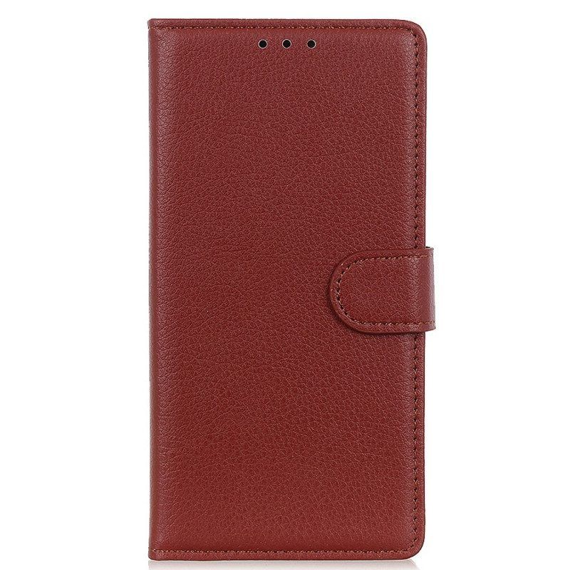 Folio-hoesje voor Oppo Reno 7 Traditionele Litchi-leerstijl